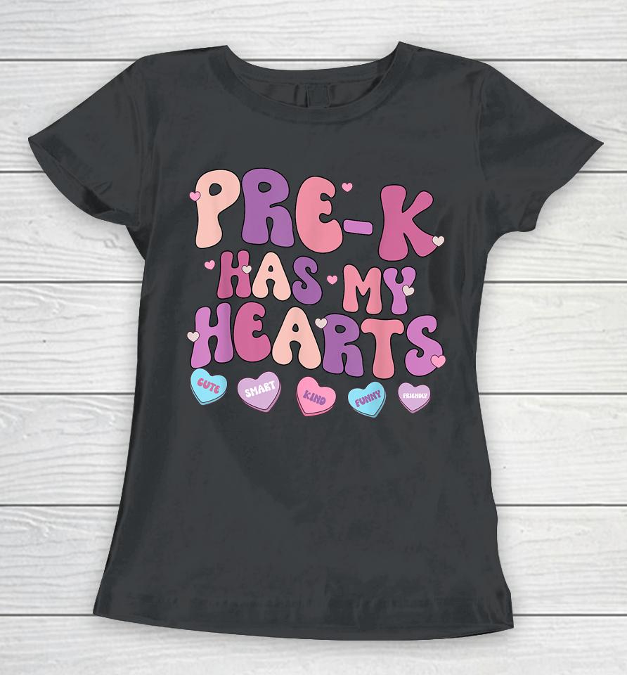 Pre-K Has My Heart Funny Valentines Day Teacher Student Women T-Shirt
