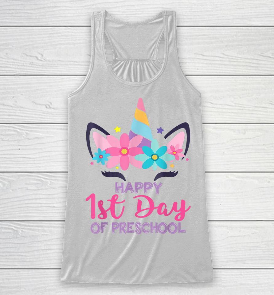 Preschool Unicorn First Day Of School Shirt Back To Outfit Racerback Tank