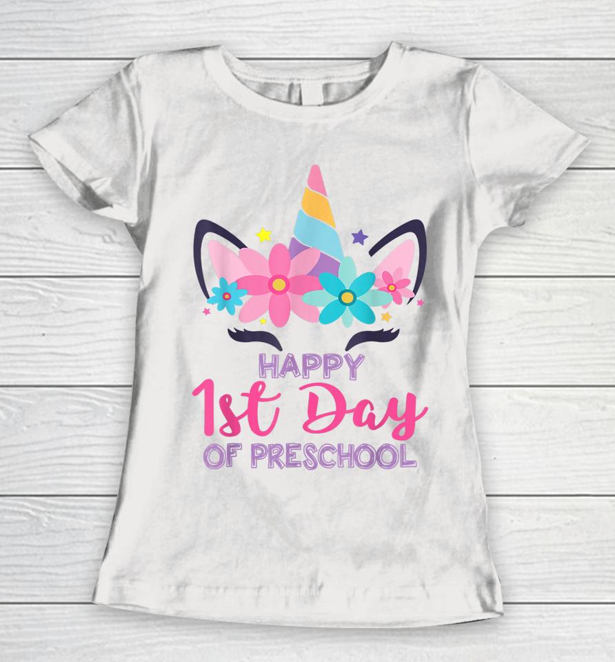 Preschool Unicorn First Day Of School Shirt Back To Outfit Women T-Shirt