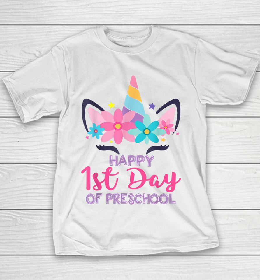 Preschool Unicorn First Day Of School Shirt Back To Outfit Youth T-Shirt