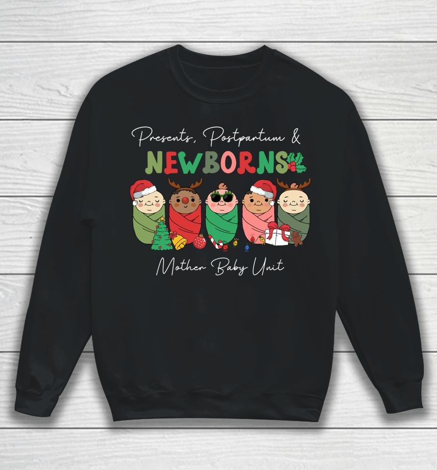 Presents Postpartum &Amp; Newborns Mother Baby Nurse Christmas Sweatshirt