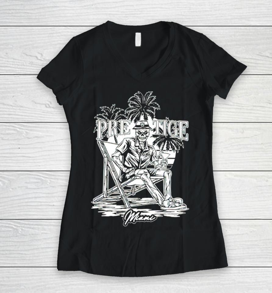 Prestige Miami Skeleton Women V-Neck T-Shirt