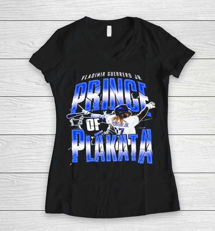 Prince Of Plakata Vladimir Guerrero Jr Women V-Neck T-Shirt