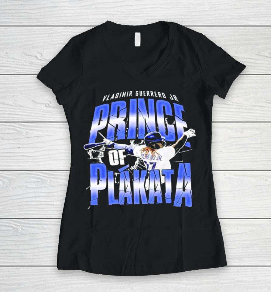 Prince Of Plákata Vladimir Guerrero Jr Toronto Blue Jays Baseball Women V-Neck T-Shirt