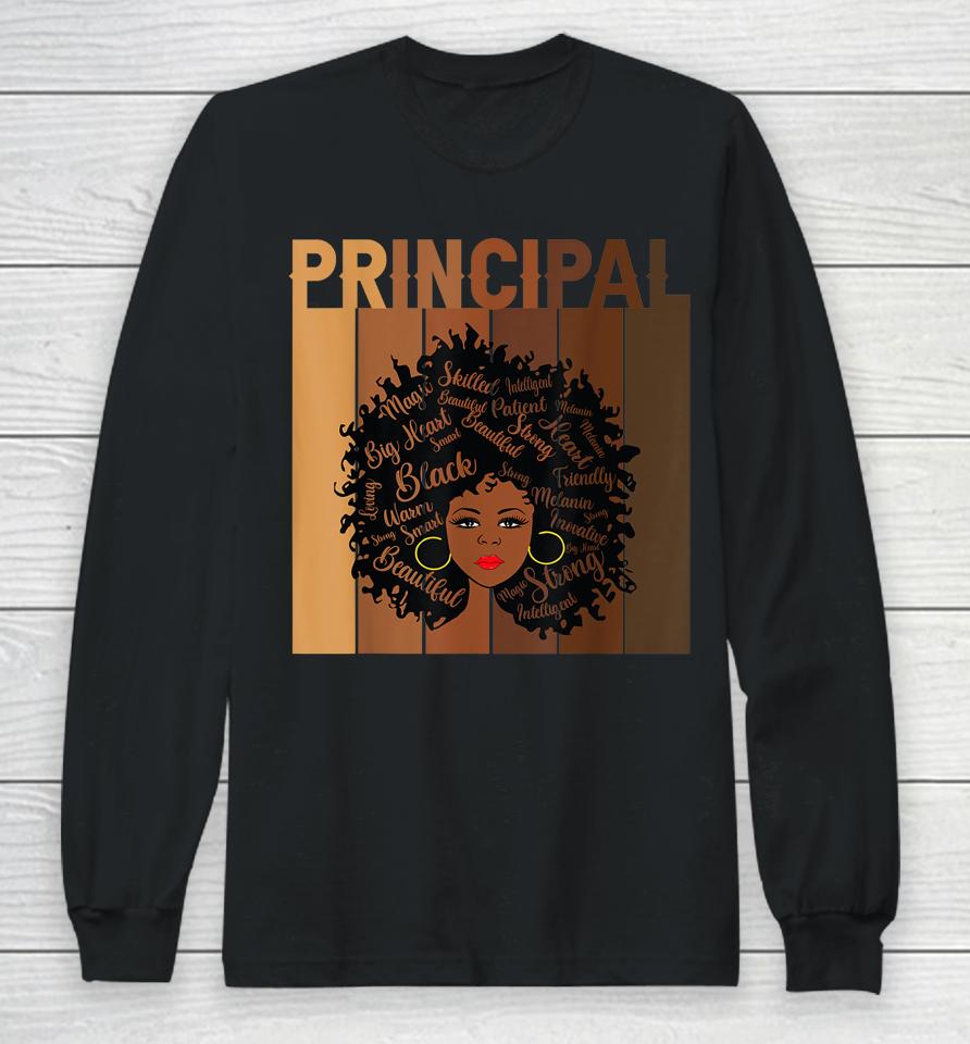 Principal Afro African American Women Black History Month Long Sleeve T-Shirt