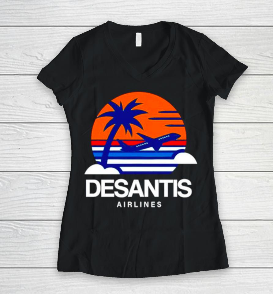 Prison Mitch Desantis Airlines Women V-Neck T-Shirt