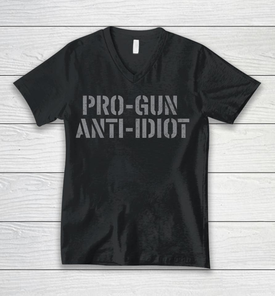 Pro Gun Anti Idiot Unisex V-Neck T-Shirt