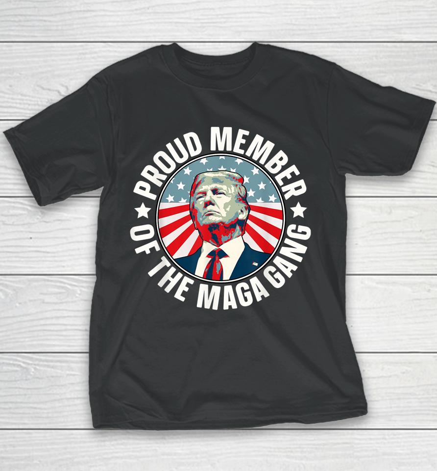 Pro Trump Proud Member Of The Maga Gang American Flag Youth T-Shirt