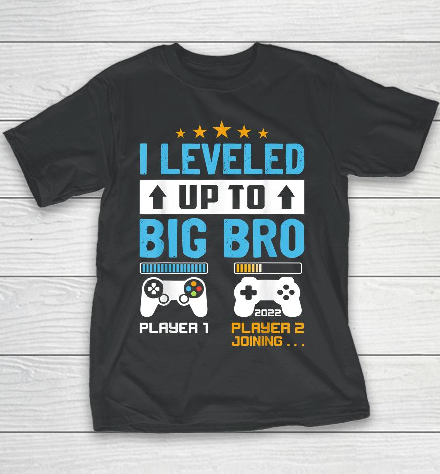 Promoted To Big Bro 2022 Leveled Up To Big Brother Est 2022 Youth T-Shirt