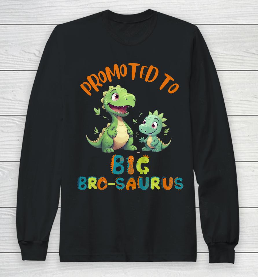 Promoted To Big-Bro-Saurus Big Brother Fun Dinosaur Letters Long Sleeve T-Shirt