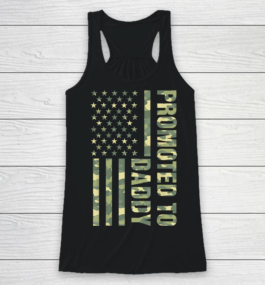 Promoted To Daddy American Flag Camo Racerback Tank