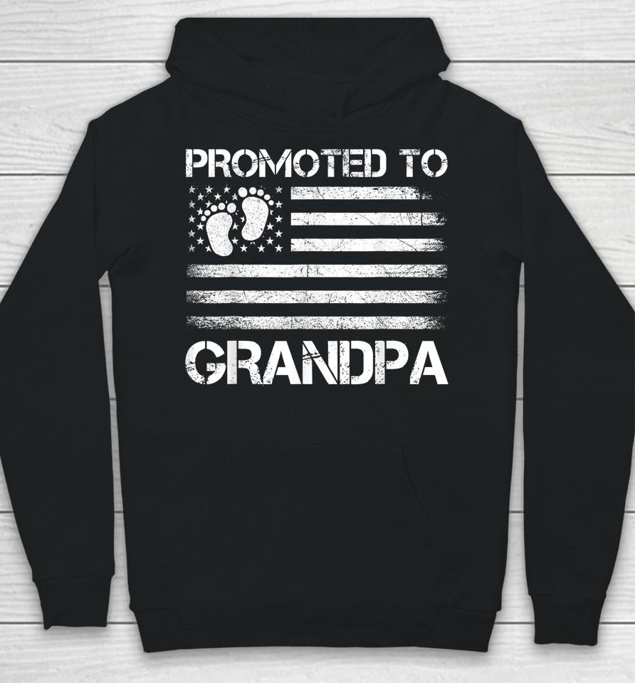 Promoted To Grandpa American Flag New Grandpa Father's Day Hoodie