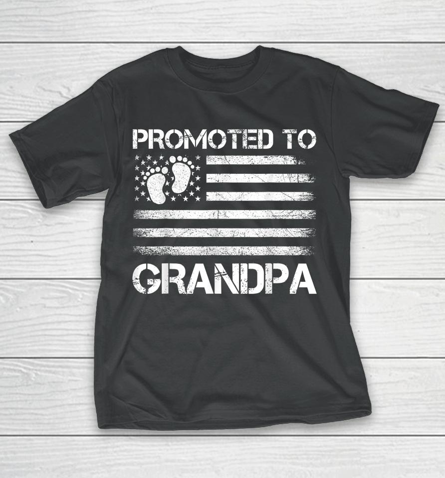 Promoted To Grandpa American Flag New Grandpa Father's Day T-Shirt