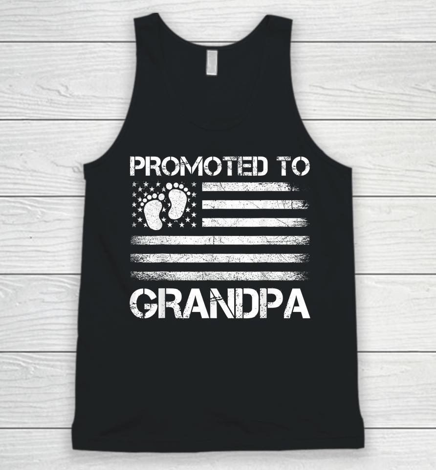 Promoted To Grandpa American Flag New Grandpa Father's Day Unisex Tank Top