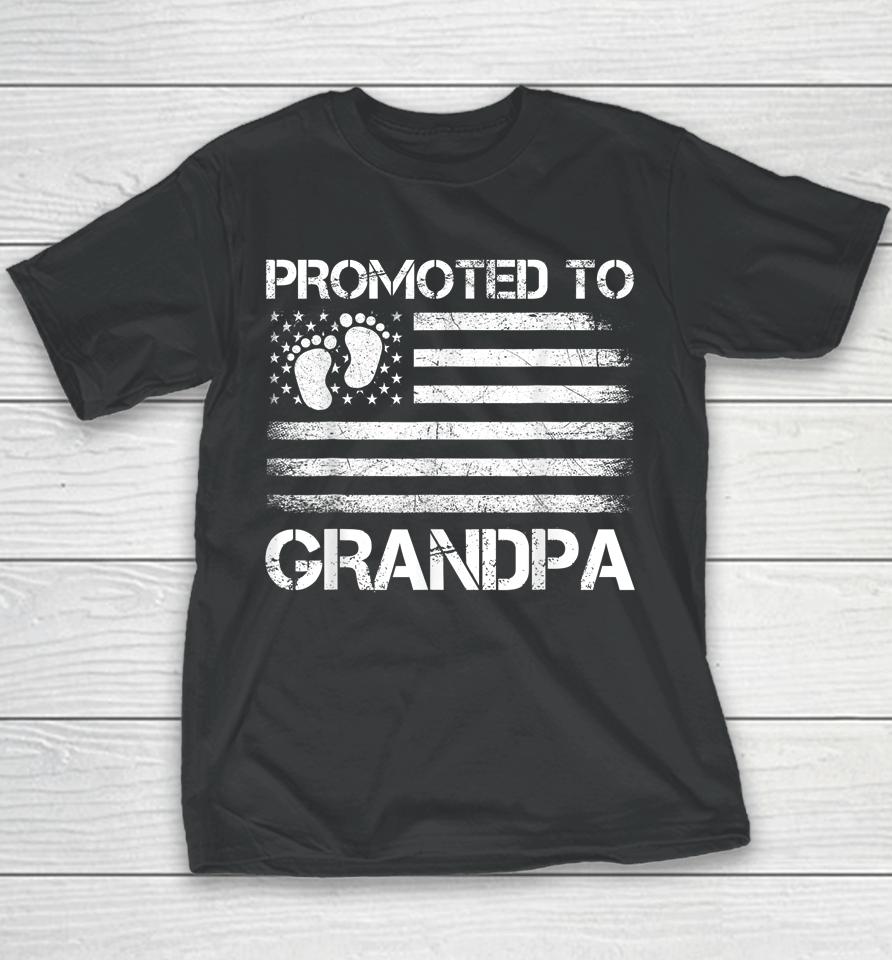 Promoted To Grandpa American Flag New Grandpa Father's Day Youth T-Shirt