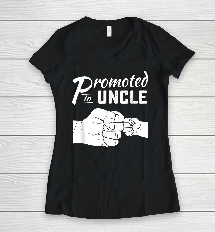 Promoted To Uncle Baby Announcement Women V-Neck T-Shirt