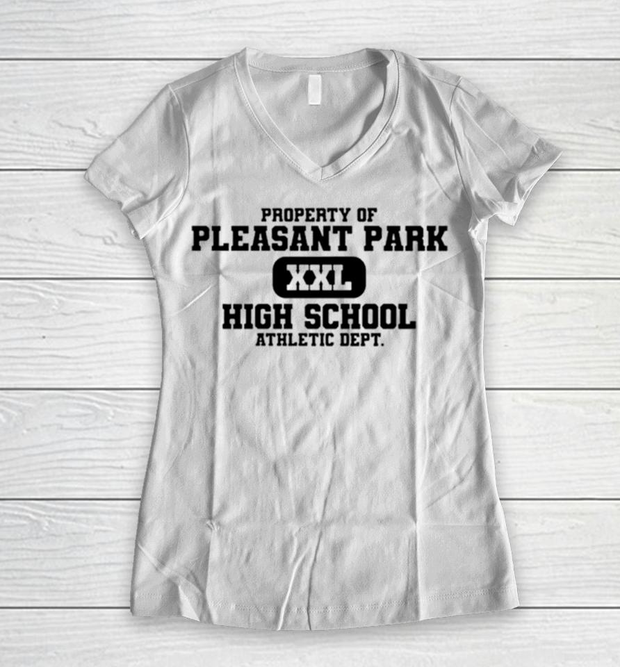 Property Of Pleasant Park Xxl High School Women V-Neck T-Shirt