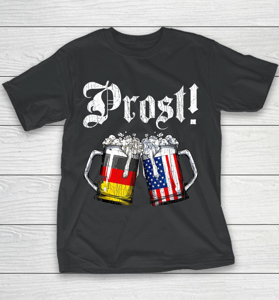 Prost Beer German American Flag Oktoberfest Youth T-Shirt