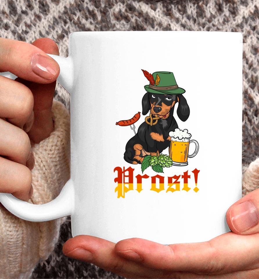 Prost German Oktoberfest Weiner Dog Dachshund Oktoberfest Coffee Mug