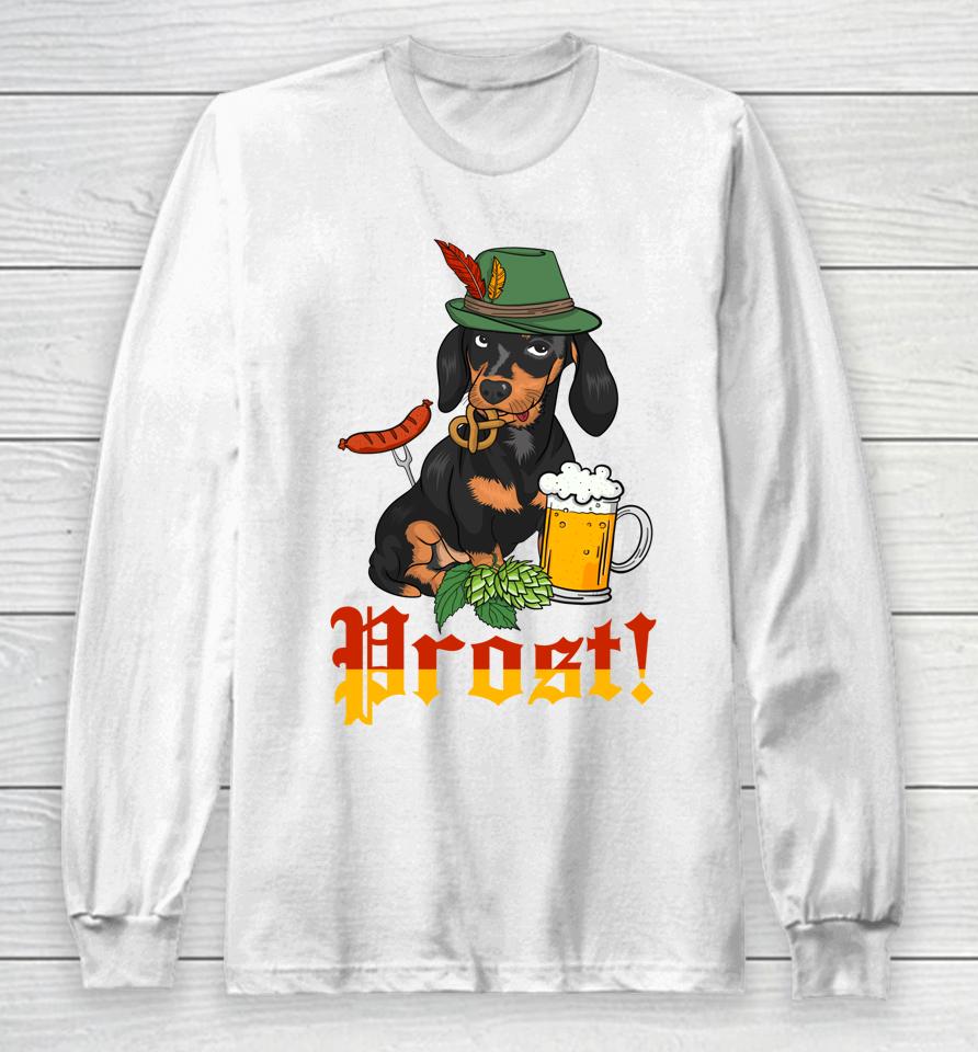 Prost German Oktoberfest Weiner Dog Dachshund Oktoberfest Long Sleeve T-Shirt