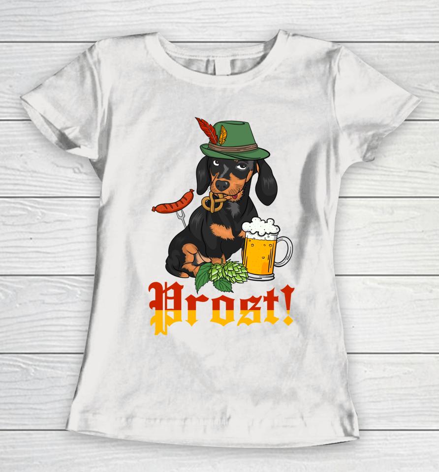 Prost German Oktoberfest Weiner Dog Dachshund Oktoberfest Women T-Shirt
