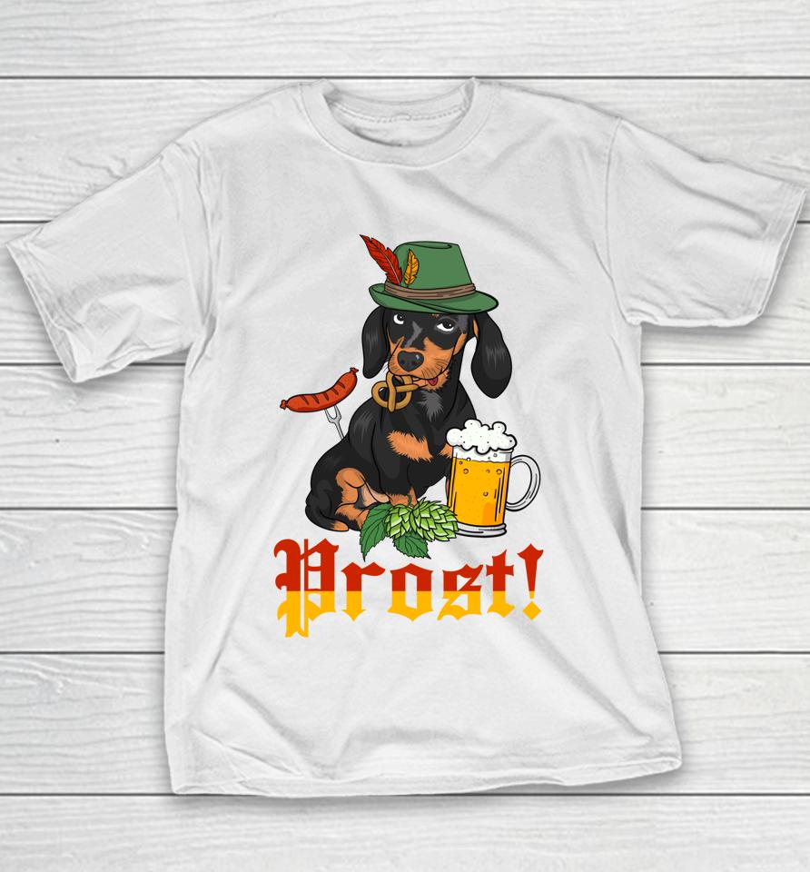 Prost German Oktoberfest Weiner Dog Dachshund Oktoberfest Youth T-Shirt
