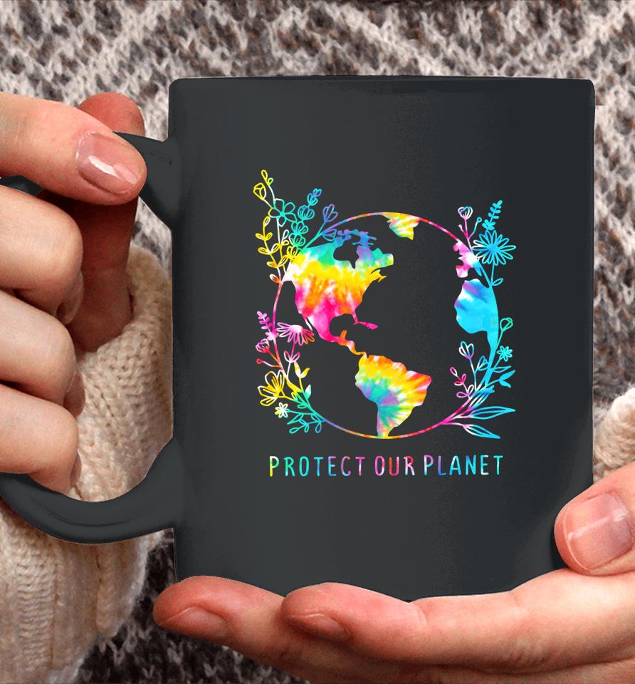 Protect Our Planet Tie Dye Floral Earth Day Coffee Mug