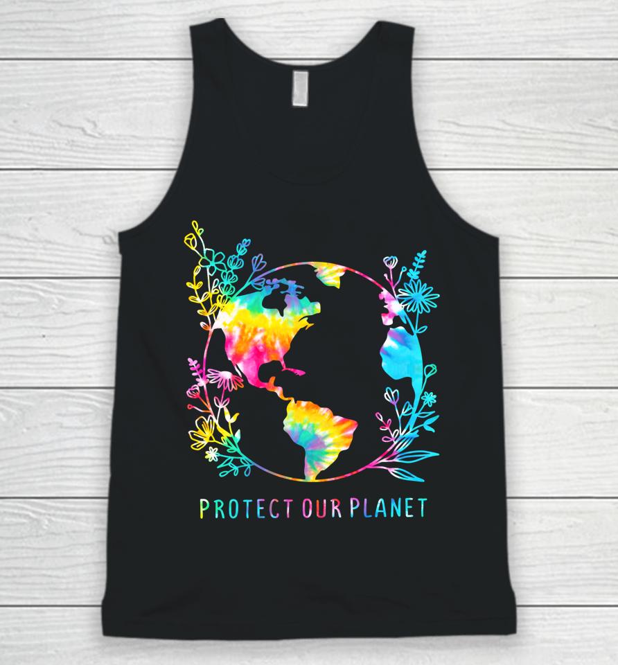 Protect Our Planet Tie Dye Floral Earth Day Unisex Tank Top