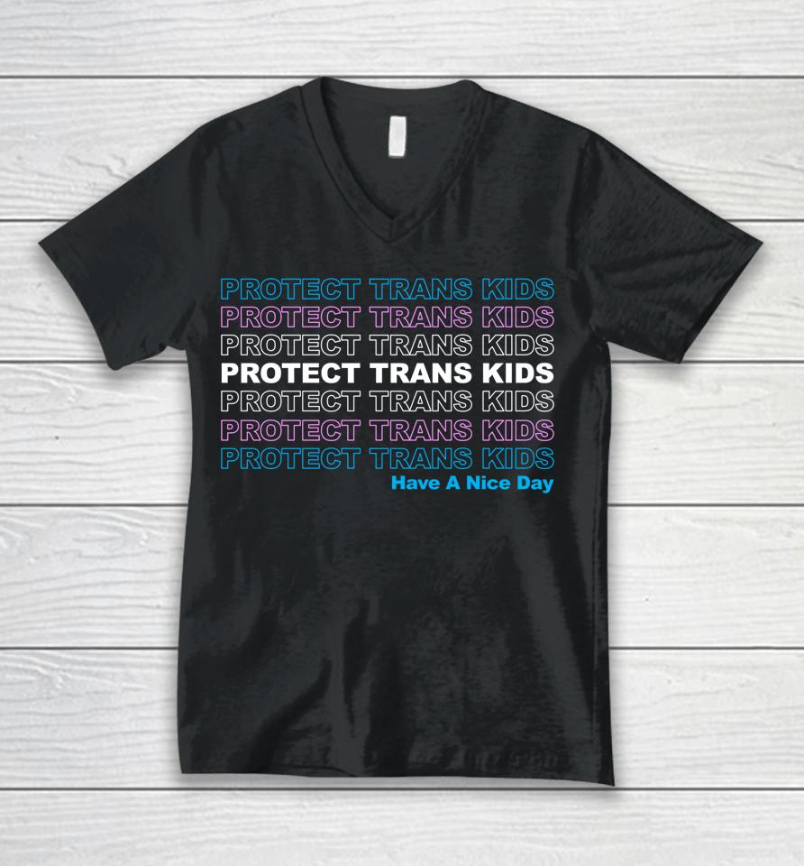 Protect Trans Kids Lgbtq Ally Trans Live Matter Pride Flag Unisex V-Neck T-Shirt