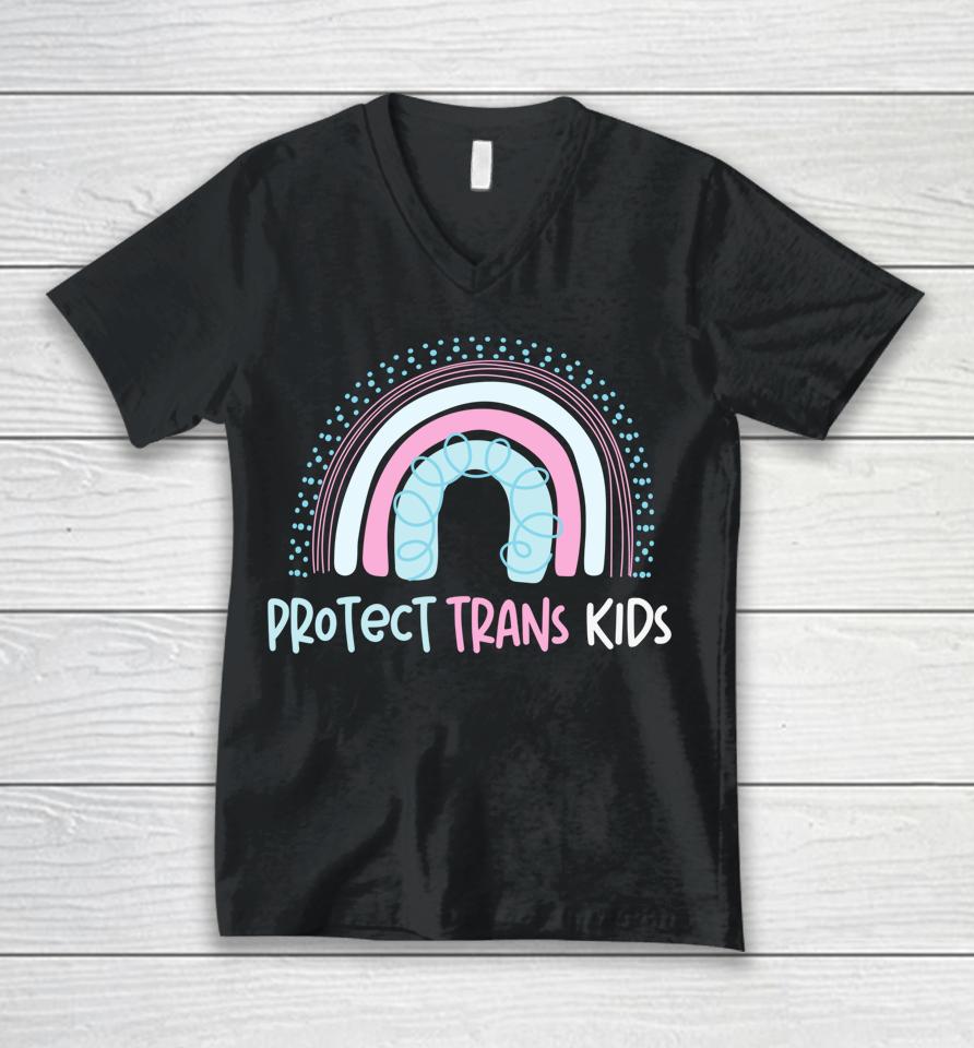 Protect Trans Kids Rainbow Unisex V-Neck T-Shirt