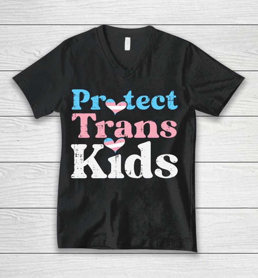 Protect Trans Kids Transgender Pride Flag Lgbt Unisex V-Neck T-Shirt