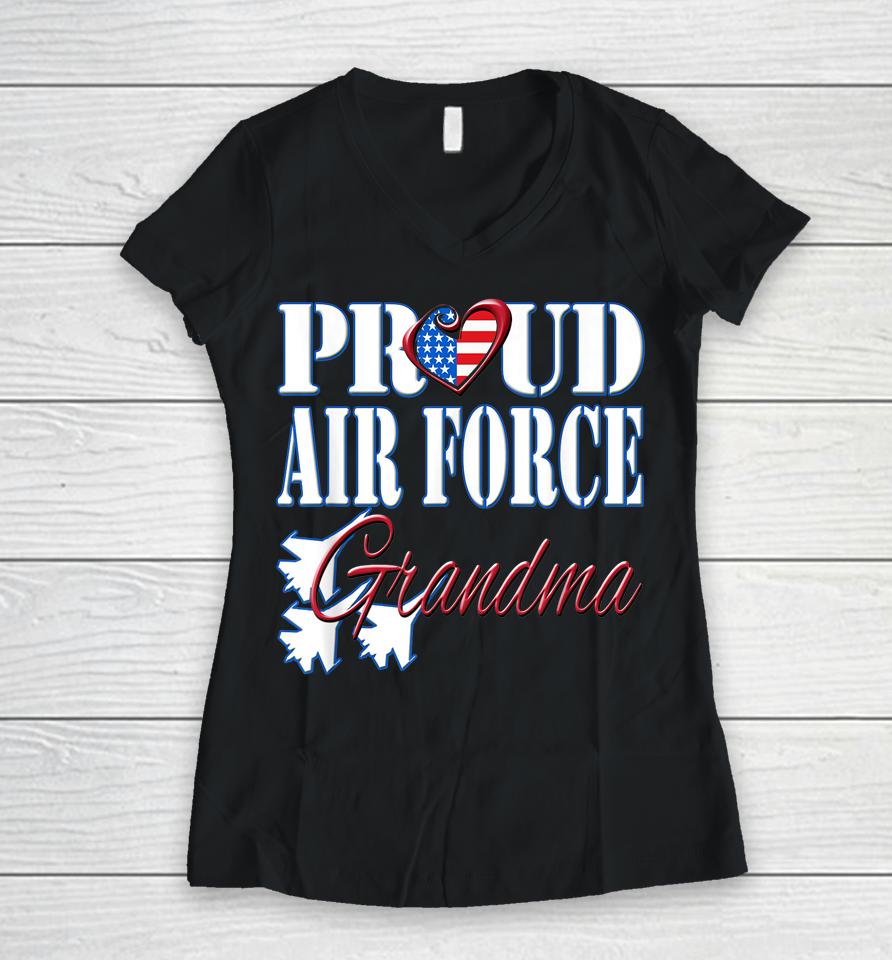 Proud Air Force Grandma Women V-Neck T-Shirt