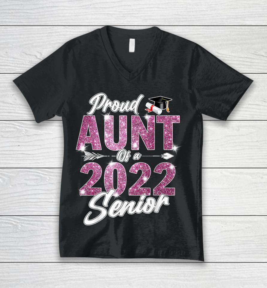 Proud Aunt Of A Class Of 2022 Senior 22 Graduation Sunflower Unisex V-Neck T-Shirt