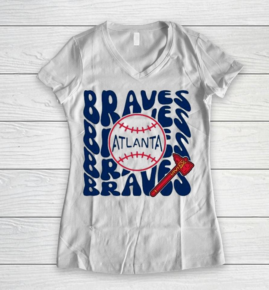 Proud Ax Braves Atlanta Baseball Women V-Neck T-Shirt