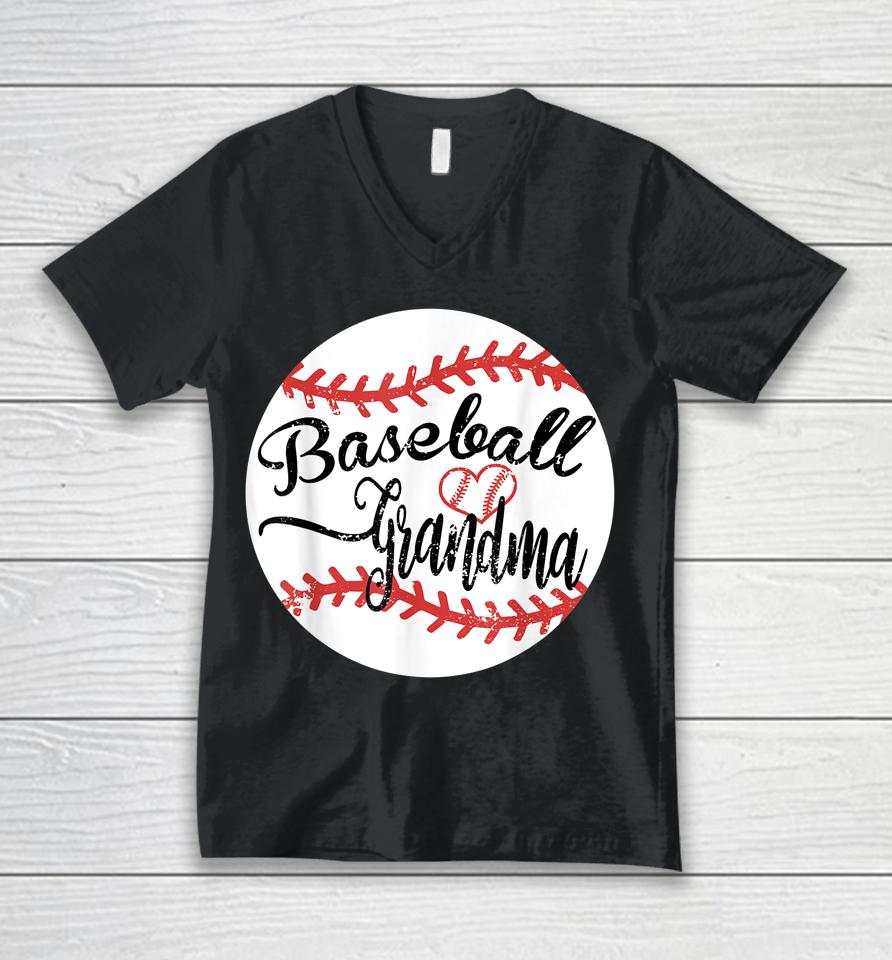 Proud Baseball Grandma Unisex V-Neck T-Shirt