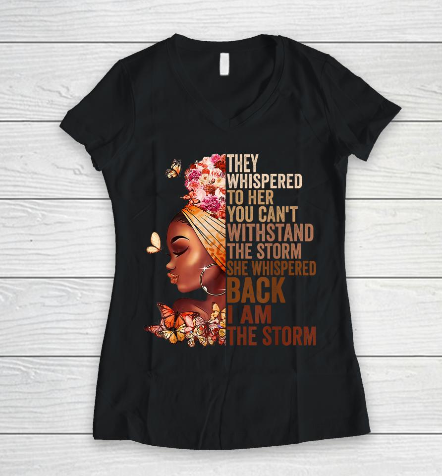 Proud Black African American Ladies Black History Month Women V-Neck T-Shirt