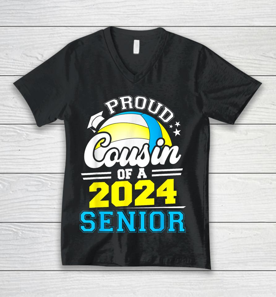 Proud Cousin Of A 2024 Senior Graduate Volleyball Grad 2024 Unisex V-Neck T-Shirt