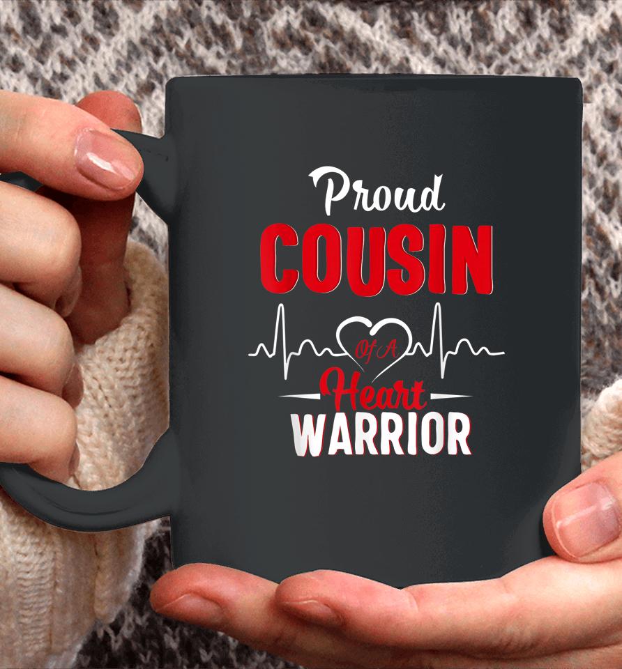 Proud Cousin Of A Heart Warrior Chd Awareness Heart Surgery Coffee Mug