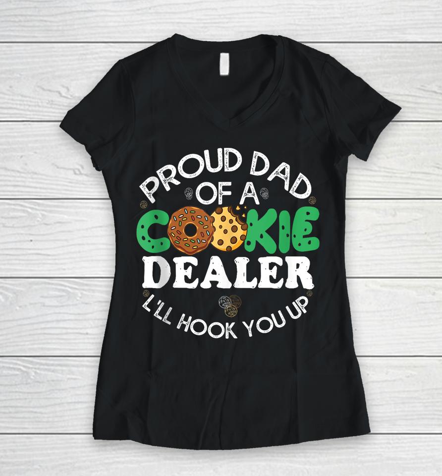 Proud Dad Of A Cookie Dealer Scout Girl Troop Leader Women V-Neck T-Shirt