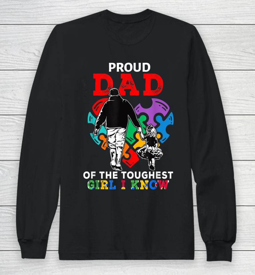 Proud Dad Of The Toughest Girl I Know Cute Puzzle Heart Long Sleeve T-Shirt