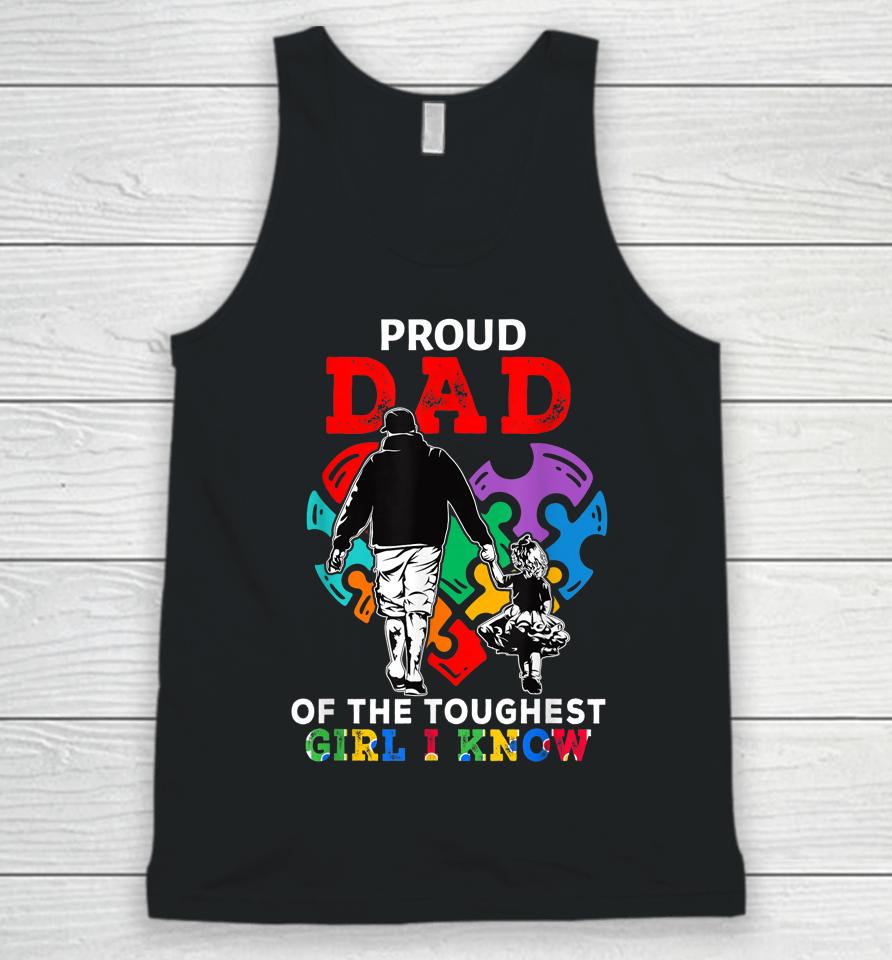 Proud Dad Of The Toughest Girl I Know Cute Puzzle Heart Unisex Tank Top