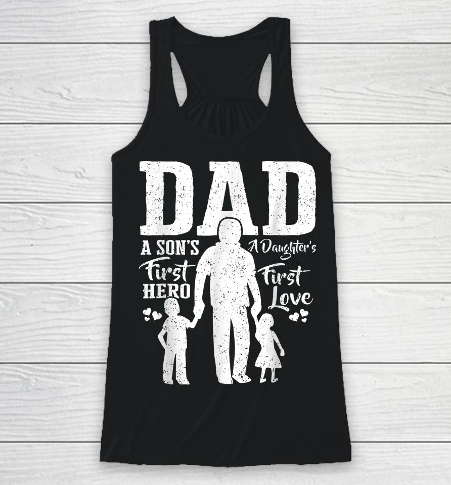 Proud Dad Of Twins  Best Fathers Day Gift From Son Racerback Tank