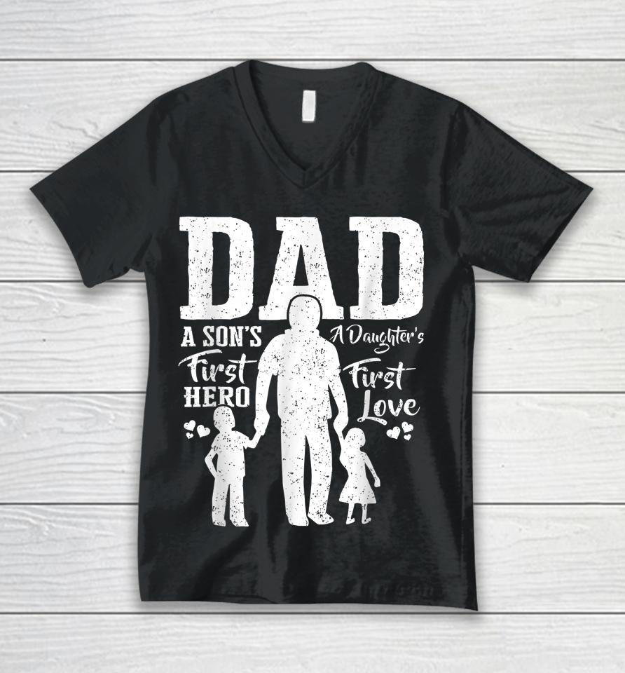Proud Dad Of Twins  Best Fathers Day Gift From Son Unisex V-Neck T-Shirt