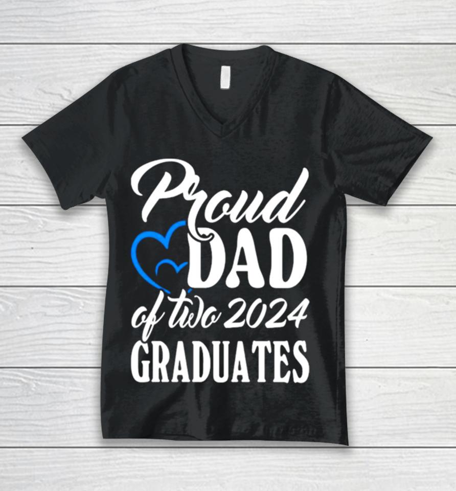 Proud Dad Of Two 2024 Graduates Unisex V-Neck T-Shirt