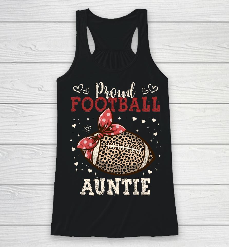 Proud Football Auntie Shirt Women Leopard Game Day Players Racerback Tank
