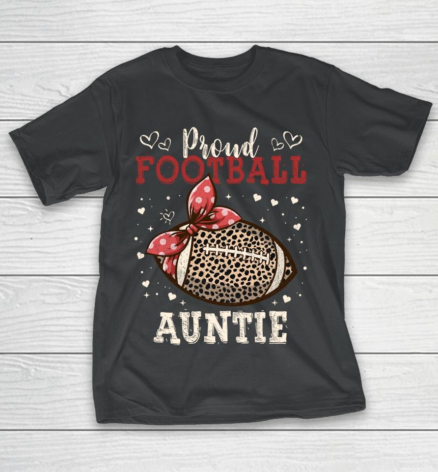 Proud Football Auntie Shirt Women Leopard Game Day Players T-Shirt