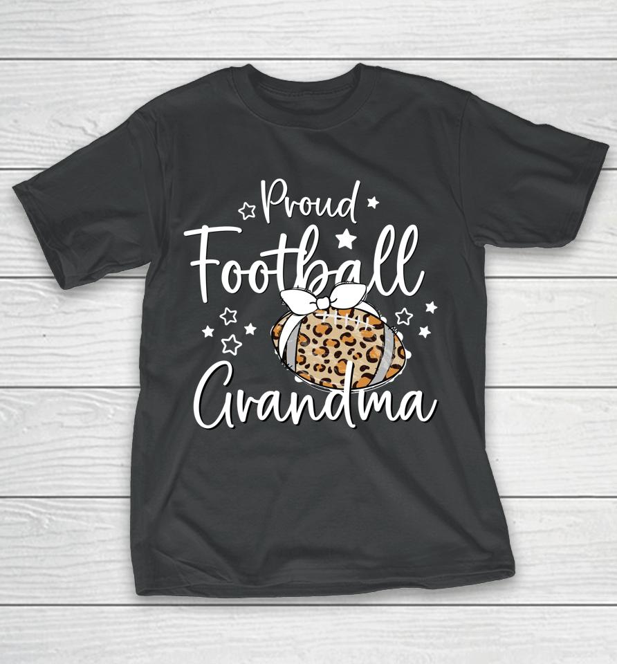 Proud Football Grandma Leopard Game Day Spirit T-Shirt