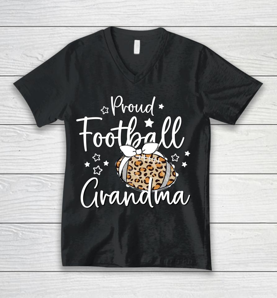 Proud Football Grandma Leopard Game Day Spirit Unisex V-Neck T-Shirt
