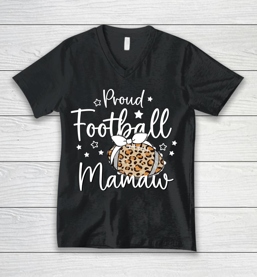 Proud Football Mamaw Leopard Game Day Spirit T Tee Design Unisex V-Neck T-Shirt