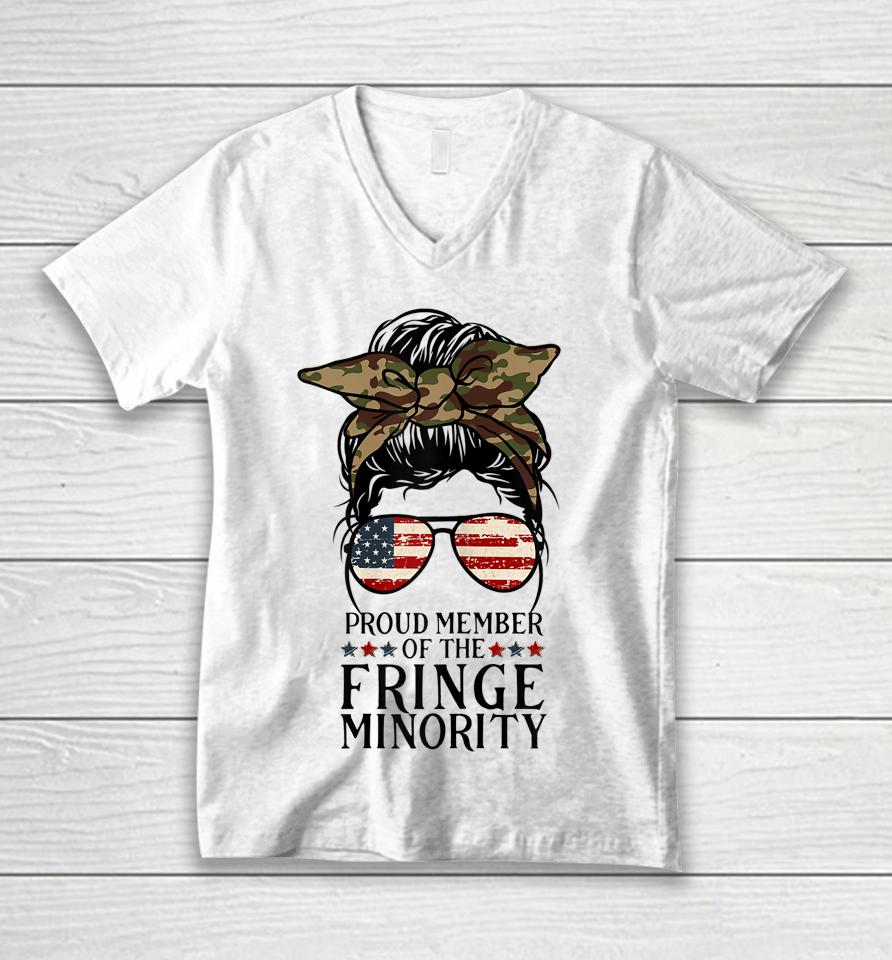 Proud Fringe Minority Member For American Messy Bun Unisex V-Neck T-Shirt